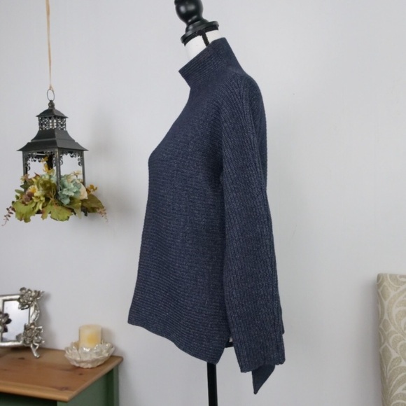 BENEDETTA B. Wool/Cashmere Blend Mock Neck Blue Sweater - Picture 11 of 14